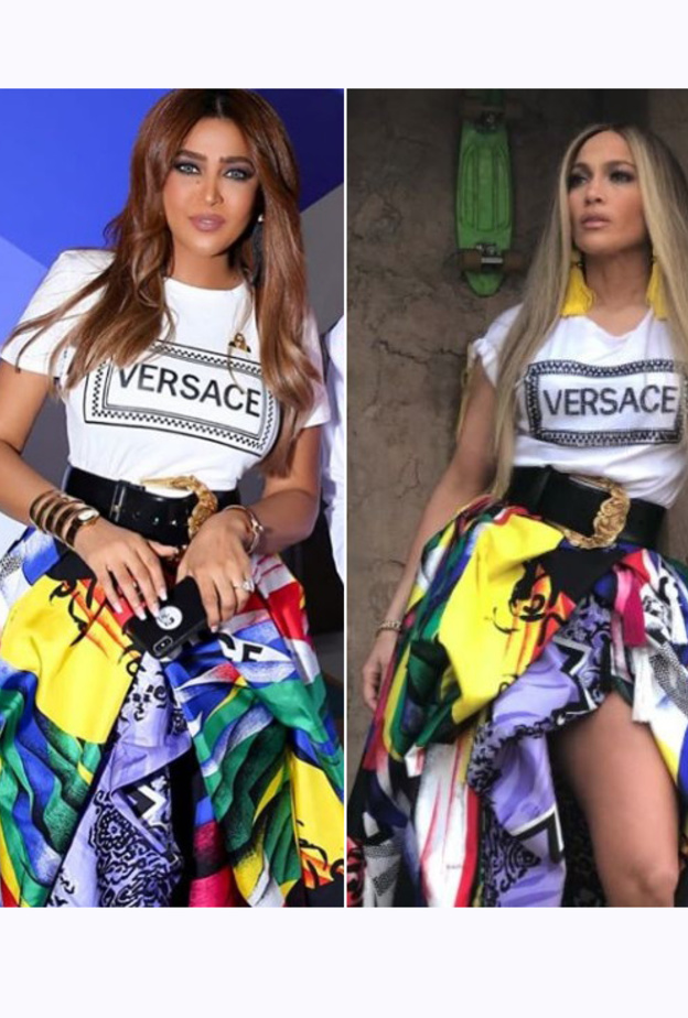 بين وعد وجنيفير لوبيز... من بدت أجمل في هذا اللوك من فيرساتشي؟