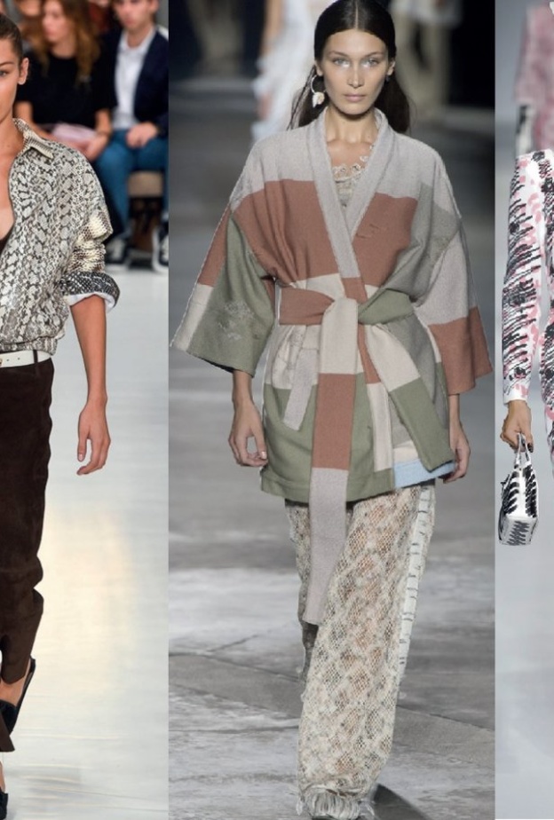 بيلا حديد من اليمين الى اليسار: عرض موسكينو، ميسوني، تودز