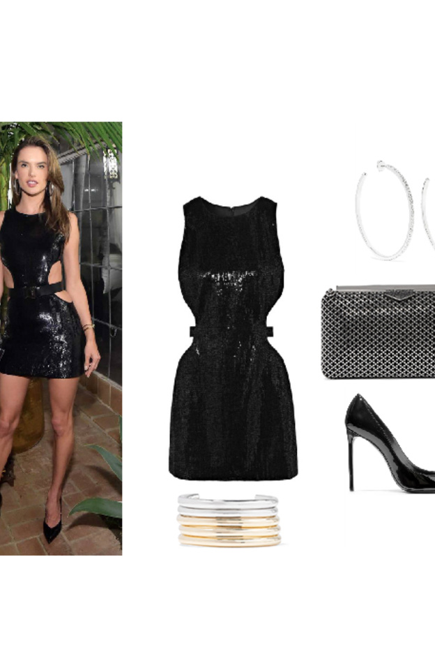 اطلالة في الفستان القصير البراق لسهرات نهاية العام بأسلوب اليساندرا امبروزيو