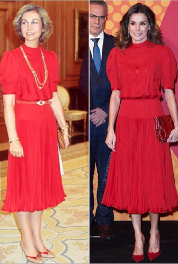  ملكة اسبانيا صوفيا ارتدت هذا الفستان الأحمر لأول مرة في عام ١٩٨٠