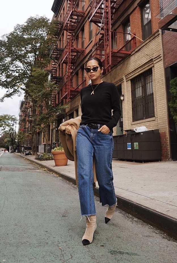 بنطلون جينز واسع بقصة مستقيمة