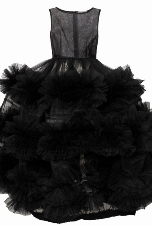 فستان اسود من MOLLY GODDARD مع التنورة المنفوشة 