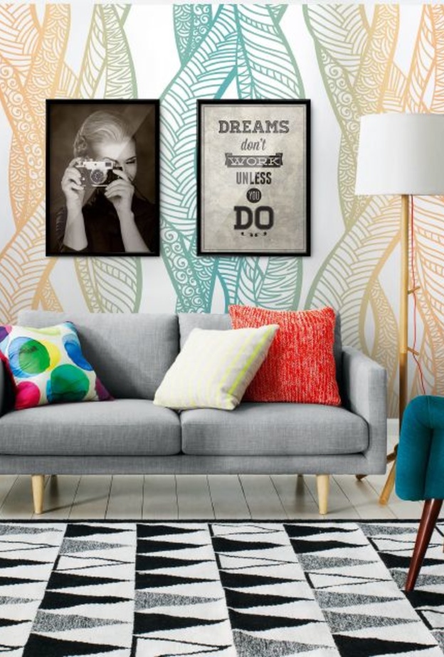 مجموعة من الستائر والوسائد المختلفة المقشات لديكور غرف المعيشة