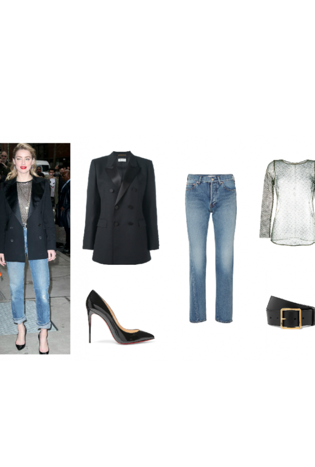 اطلالة عصرية نسقتها امبر هيرد في الجينز والبليزر استوحي منها