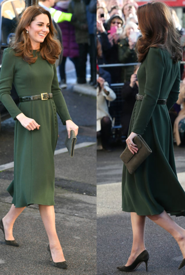 إطلالة ساحرة للأميرة كيت ميدلتون باللون الزيتي الداكن
