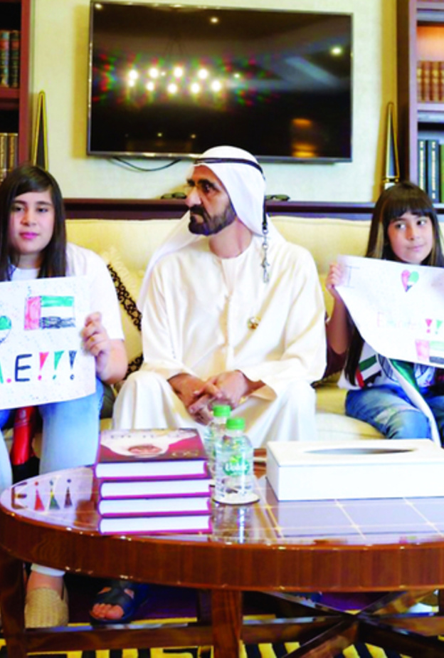 الشيخ محمد بن راشد مع عائلة سارة عبدالرحمن