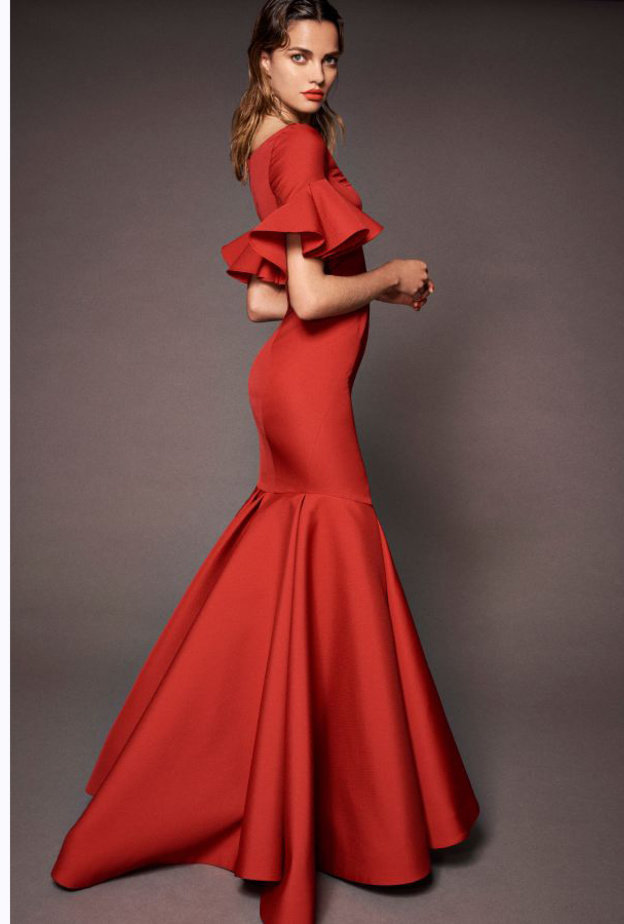 Zac Posen فستان سهرة أحمر من
