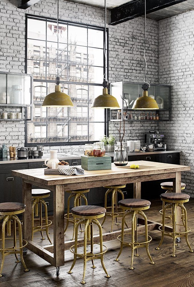 تصاميم أثاث المطبخ والخزائن بأسلوب صناعي industrial