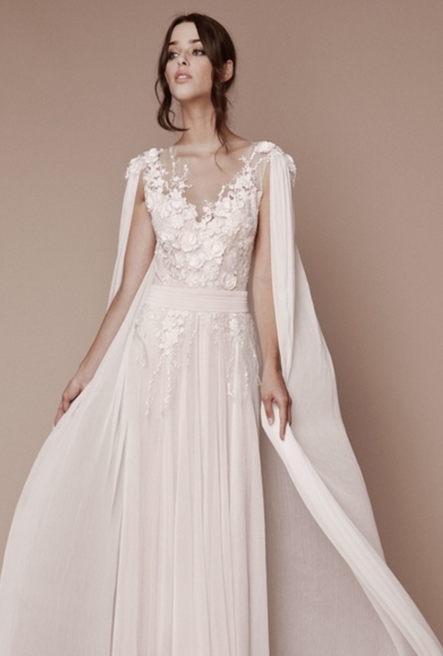 موديلات فساتين زفاف شتوية 2019 مع وشاح أو كاب من مجموعة جورج حبيقة