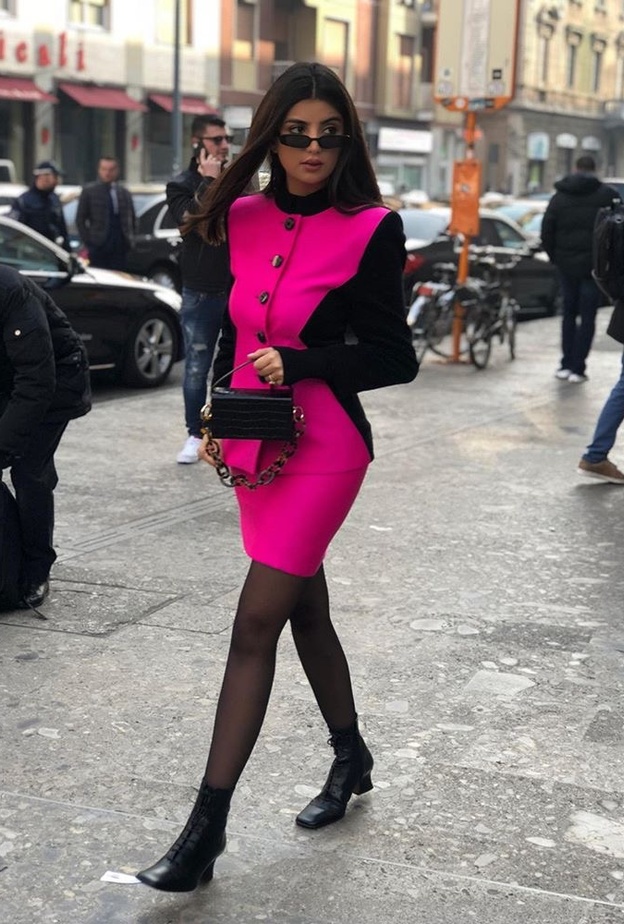 أبرز إطلالات علا فرحات في اسبوع ميلانو للموضة