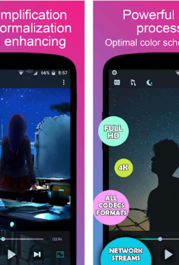 تطبيق Night Video Player و ميزة الوضع المظلم أول تطبيق مُزوّد بميزة تحسين الصوت
