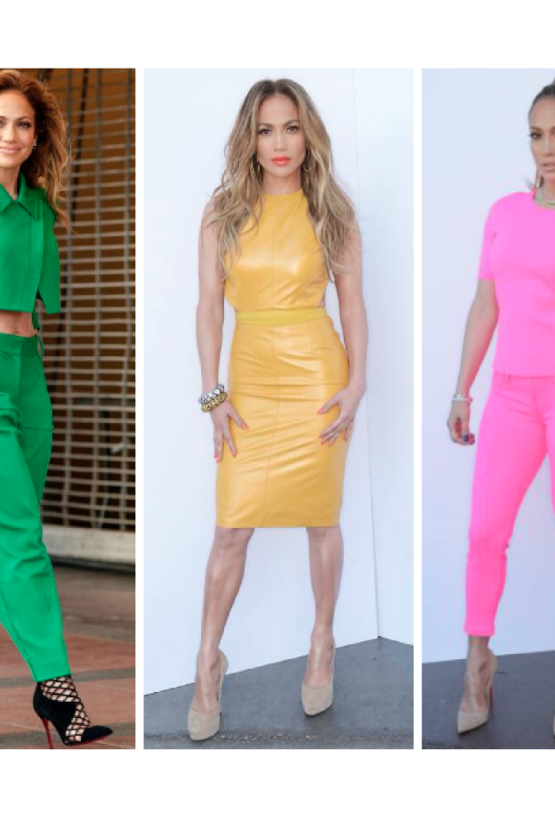 طرق تنسيق اطلالات ملونة وجذابة مستوحاه من جينيفر لوبيز!