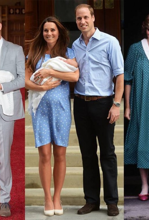 أطلّت من خارج المستشفى حيث وضعت إبنها جورج بفستان بولكا دوت من تصميم Jenny Packham