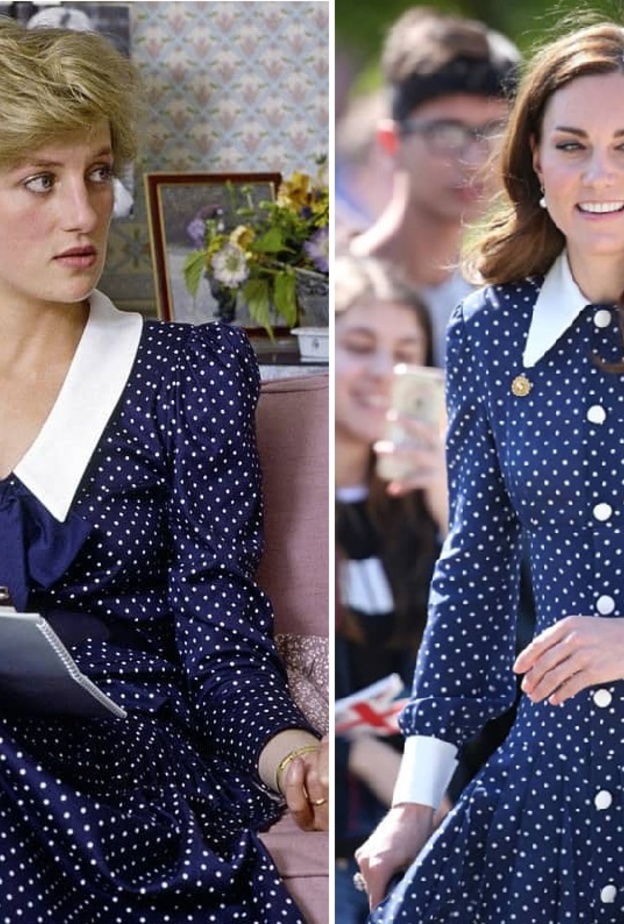 ليدي ديانا بفستان كحلي خلال زيارتها الرسمية عام 1985