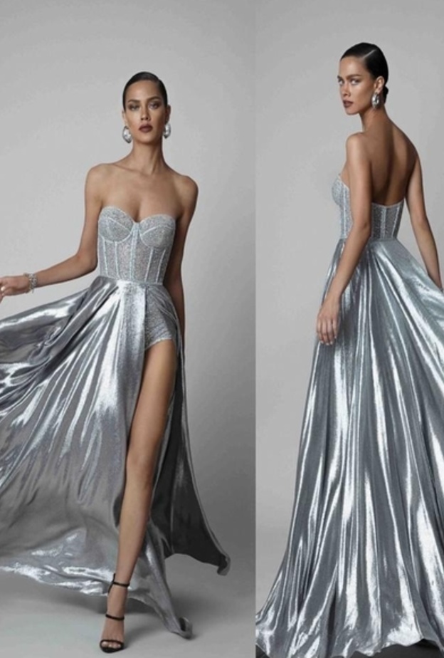  فساتين سهرة باللون الرمادي