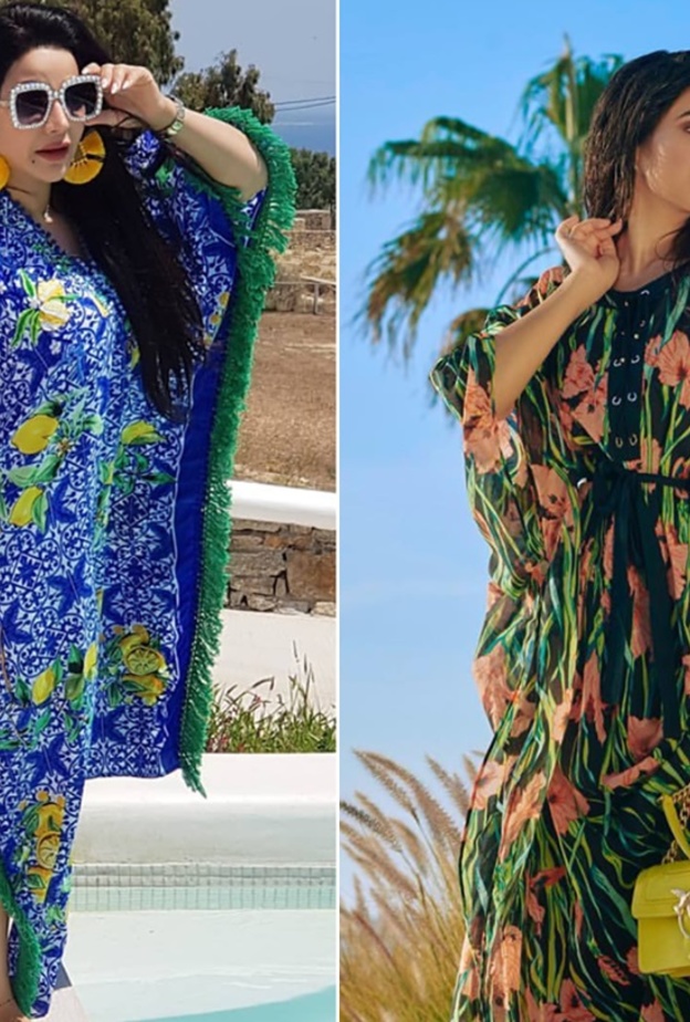 لجين عمران وموضة الفساتين الموردة