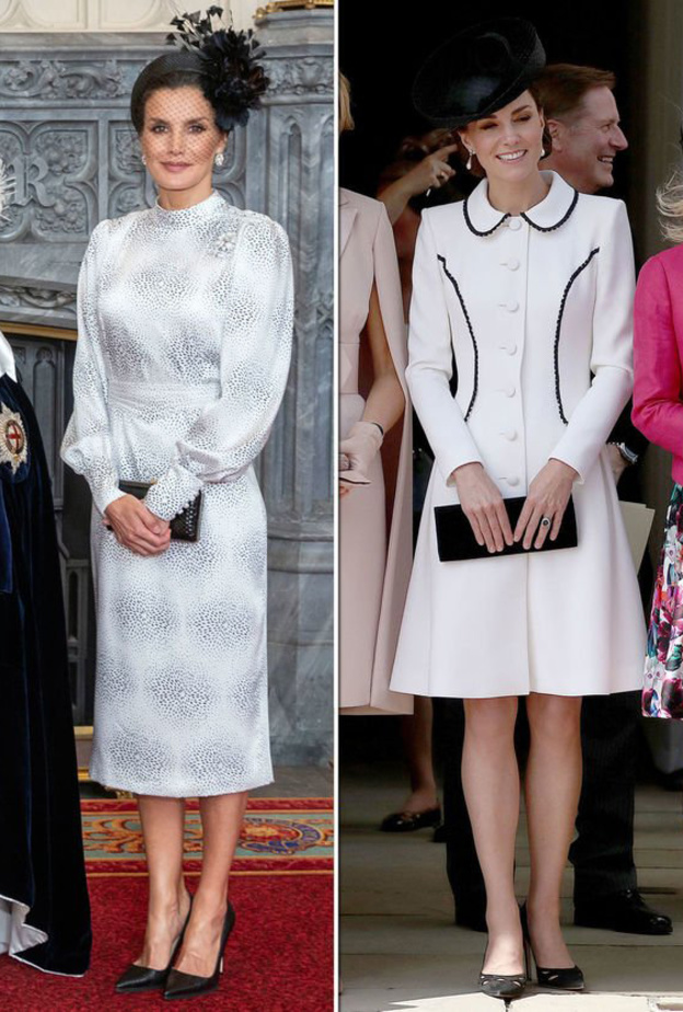 كيت ميدلتون والملكة ليتيزيا تألقتا كلاهما باللونين الأبيض والأسود