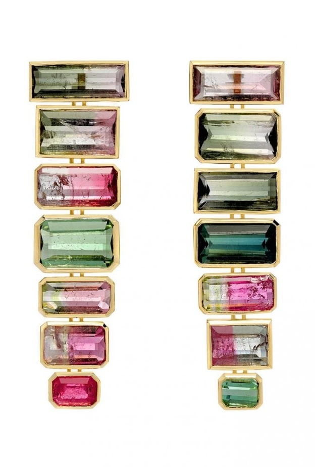 أقراط بأحجار التورمالين البطيخي watermelon tourmaline