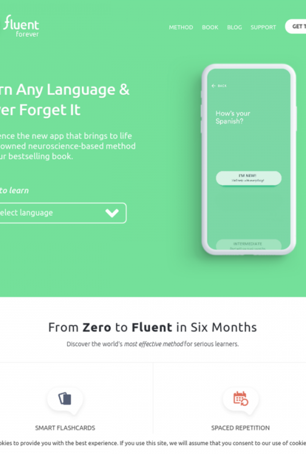 يساعد تطبيق Fluent Forever المستخدم على تعلّم لغة جديدة