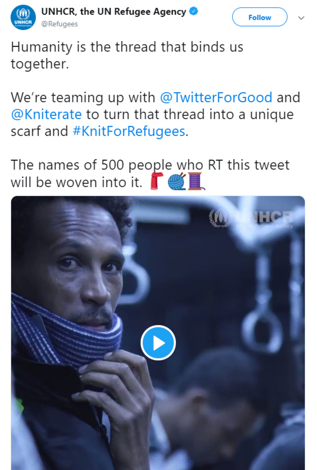 مفوضية اللاجئين وتويتر يطلقان الحملة العالمية # KnitForRefugees بالشراكة مع Kniterate