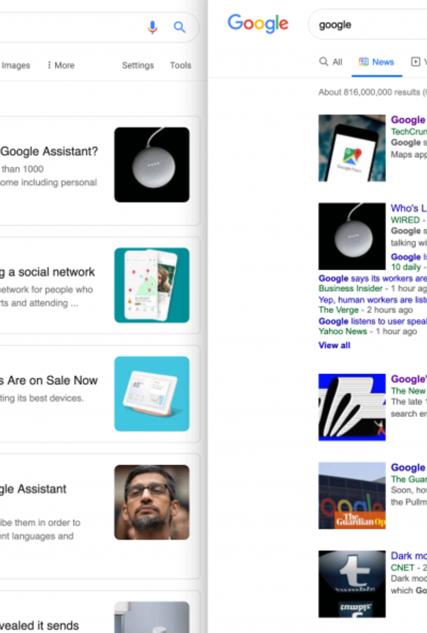 تصميم جديد لقسم الأخبار في جوجل