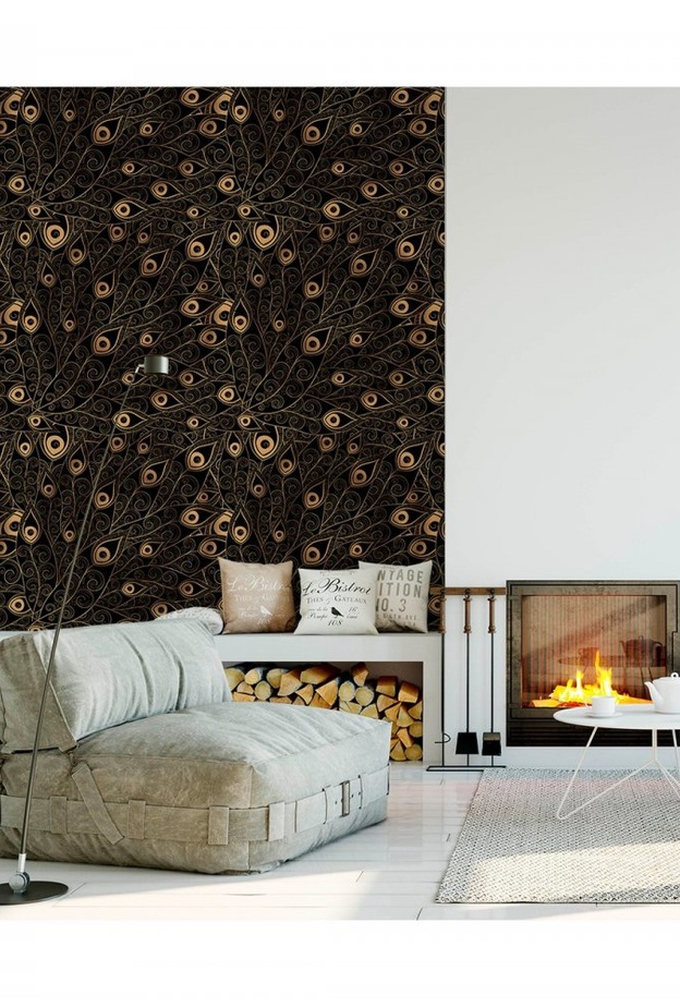 الأسود مع الذهبي في غرف المعيشة الكلاسيك