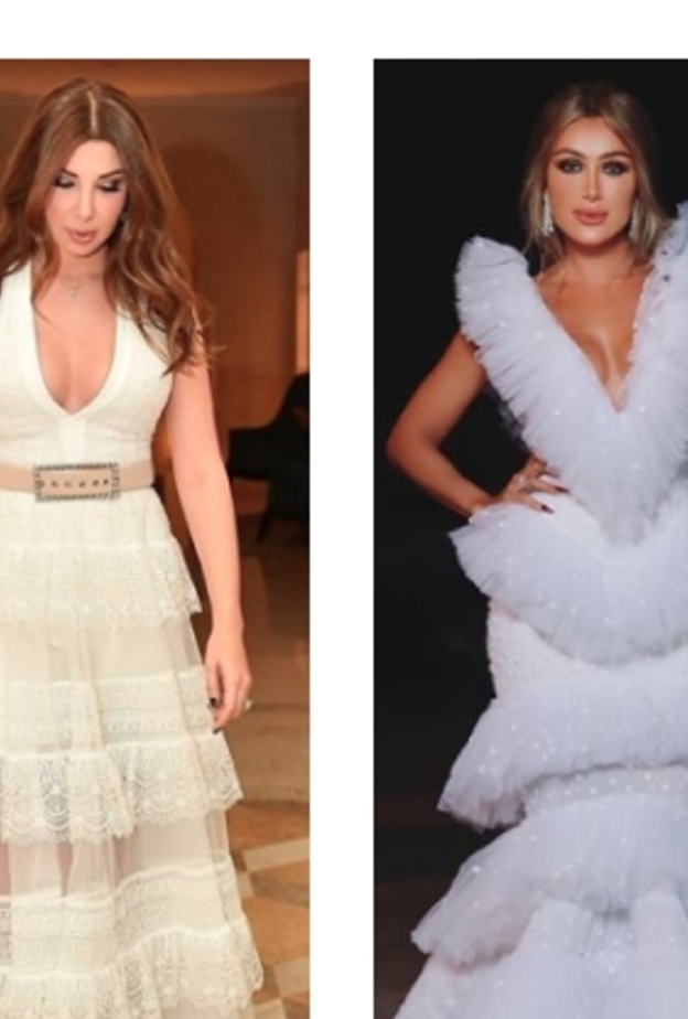  فساتين كشكش باللون الأبيض بأسلوب مايا دياب ونانسي عجرم