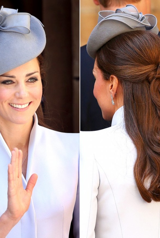 تسريحات شعر الرفعة المتوسطة مع الخصل الويفي على طريقة كيت ميدلتون