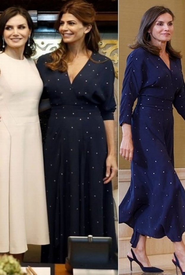 إختارت حذاء من ماركة كارولينا هيريرا وقد أبقت شعرها منسدلاً