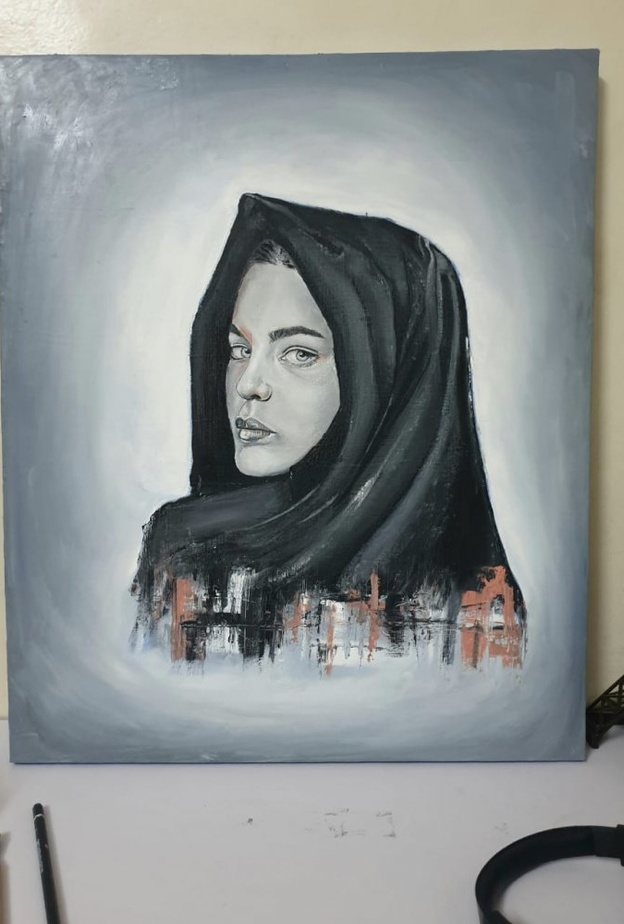 احدى اعمال الرسامة السعودية حسناء الجهني