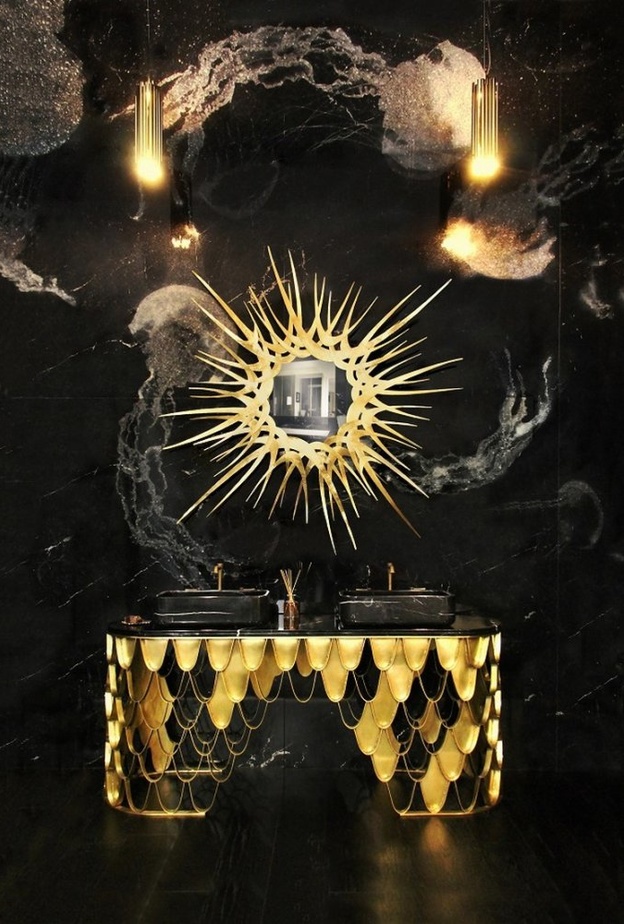 الشكل الهندسي البسيط في تصميم مرايا حمام مودرن