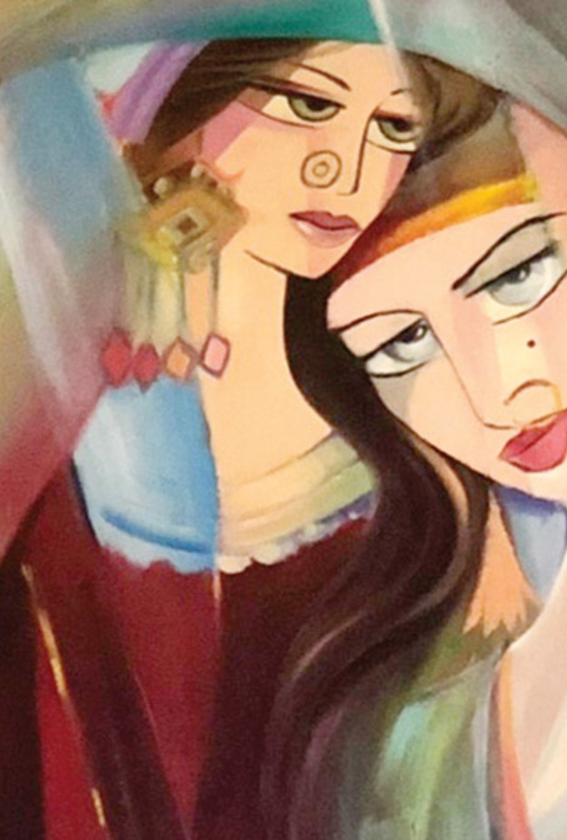 احدى لوحات الفنانة التشكيلية روزانا المنصوري