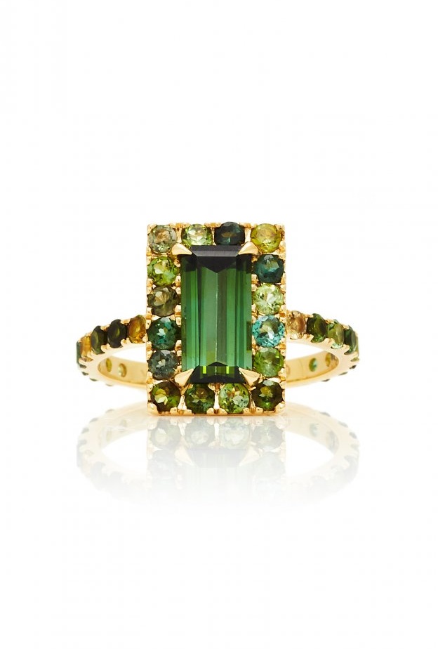 ‏تصميم خاتم ذهب اصفر مزدان بحجر التورمالين من Guita M