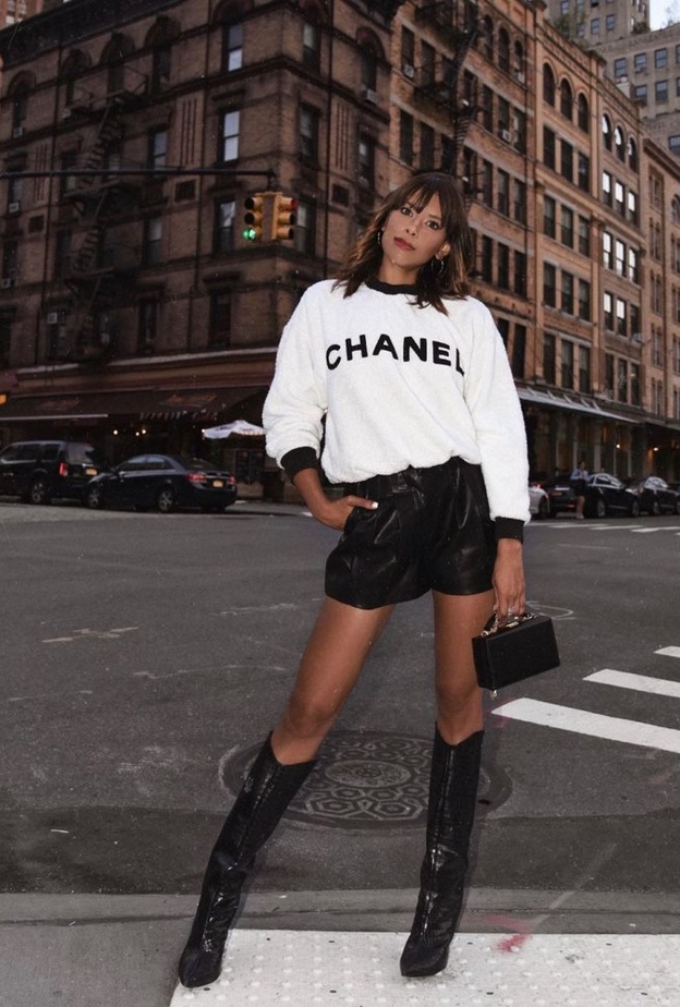 اطلالة شورت من الصوف ستايل cable knit