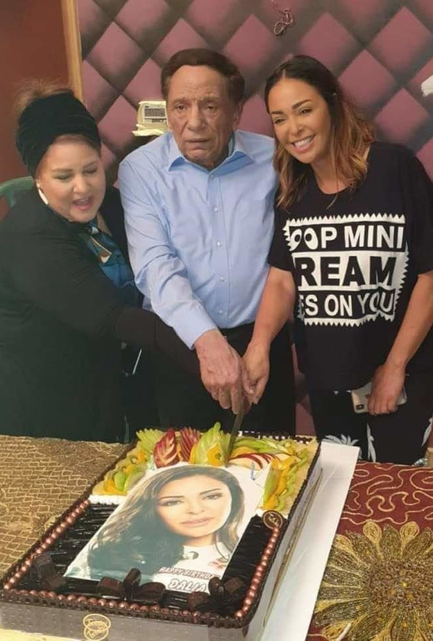 عادل امام يشارك في عيد ميلاد داليا البحيري بكواليس مسلسل فلانتينو