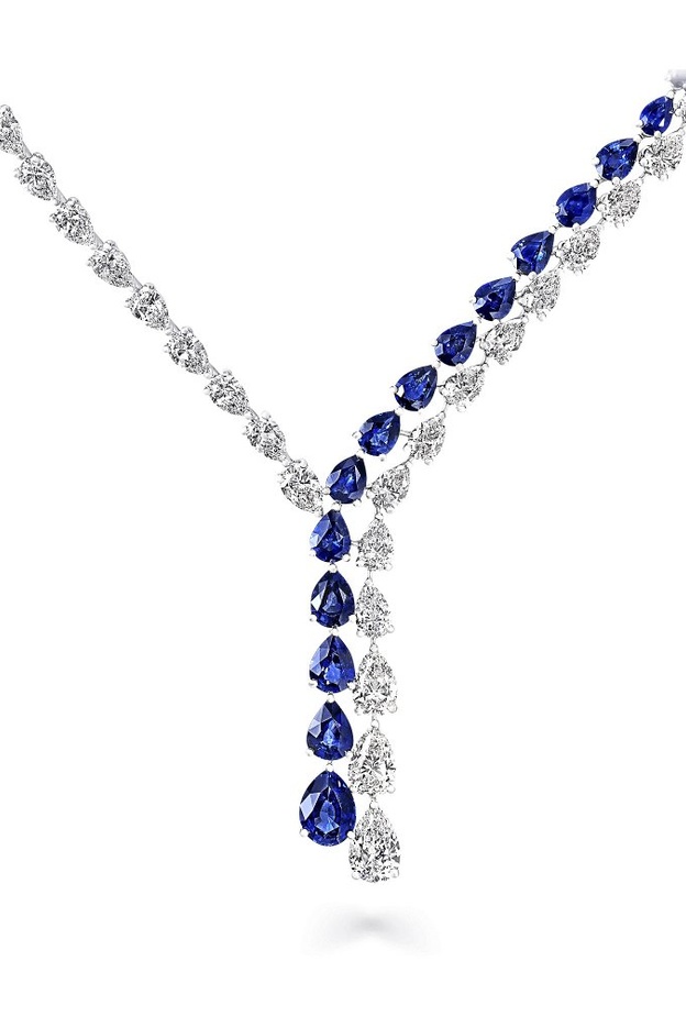 سوار ماسي براق مزين بحبات الياقوت الازق باحجام كبيرة من Harry Winston