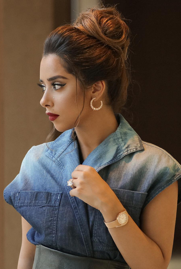 احدث تسريحات شعر بلقيس فتحي مع الكعكة العالية في اخر اطلالاتها