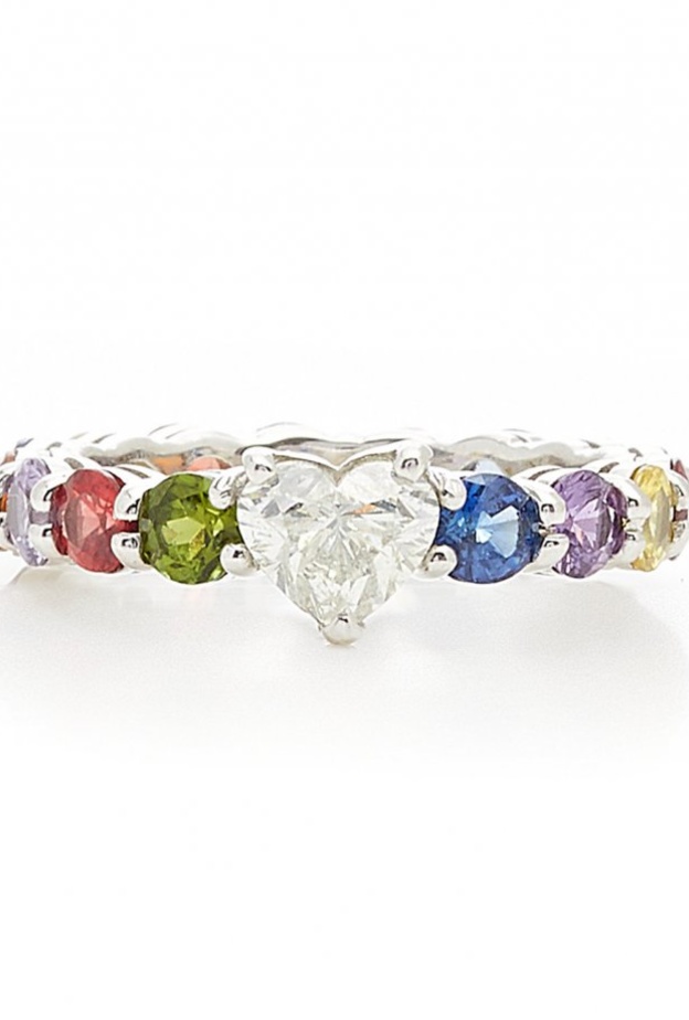 تصميم خاتم الماس قصة قلب مزين باحجار كريمة ملونة منLouisa Alexander