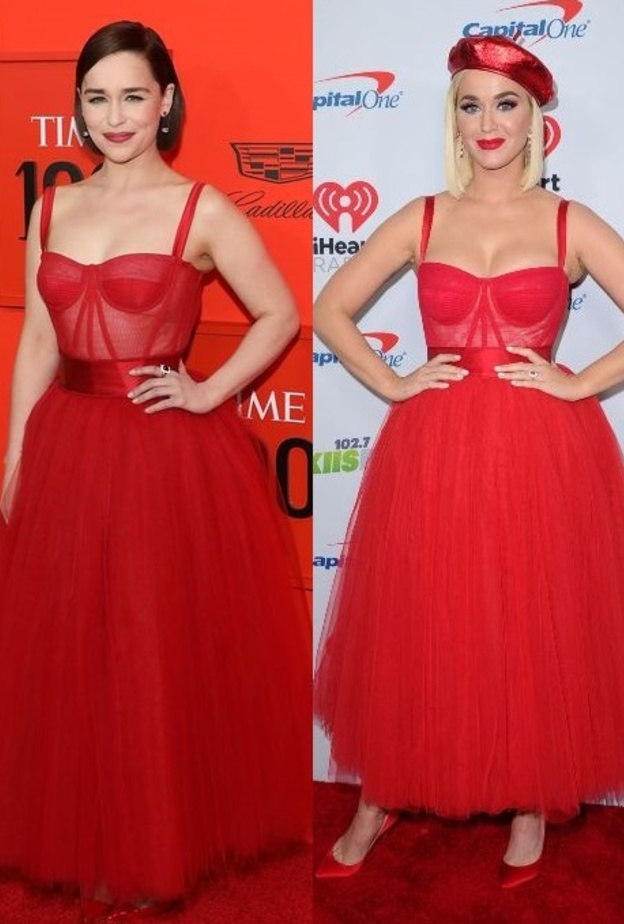 اعتمدت مع الاطلالة قبعة بيريه باللون الأحمر أيضاً