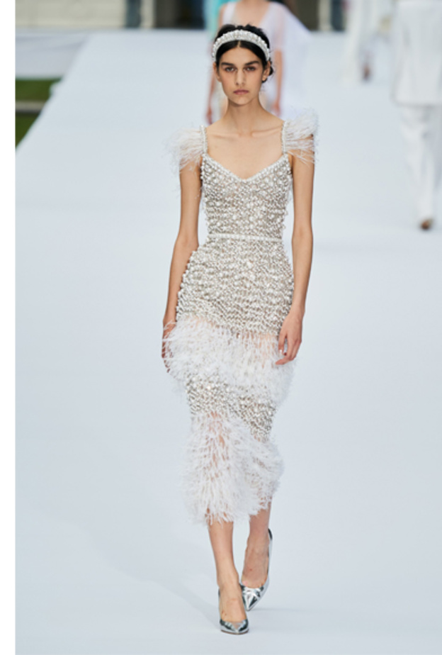 Ralph & Russo فستان براق مزين بالريش