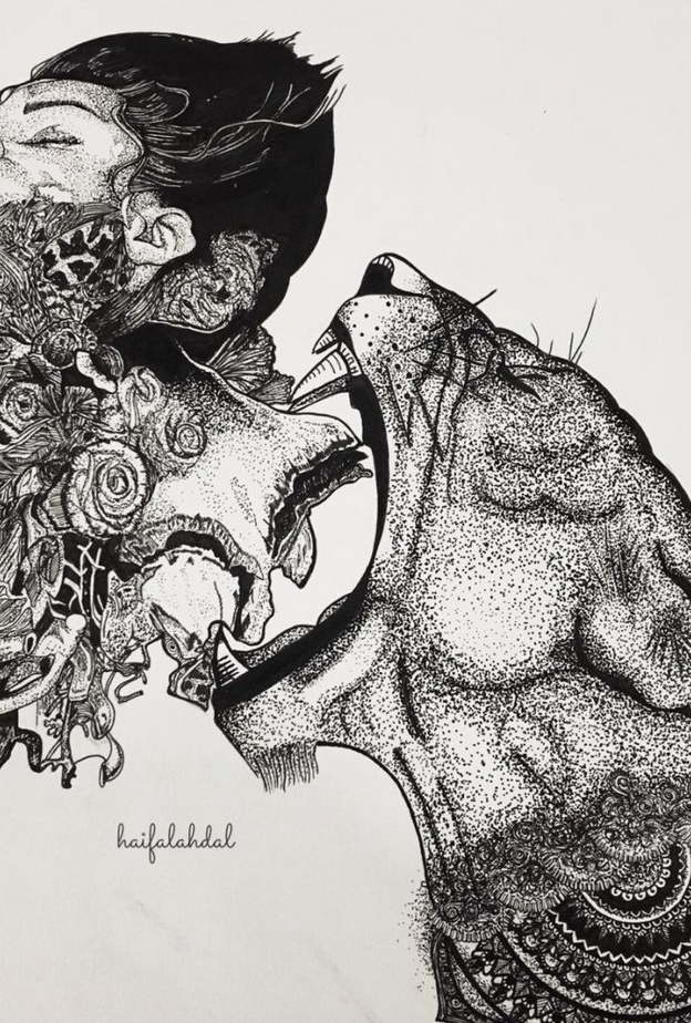 من لوحات الفنانة هيفاء الأهدل