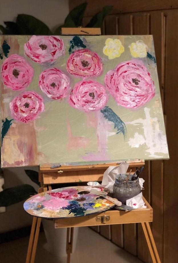 من لوحات الفنانة التشكيليه فوزيه الدوسري