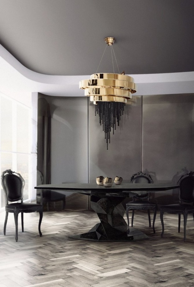 تصميم طاولة طعام مودرن من الرخام والخشب