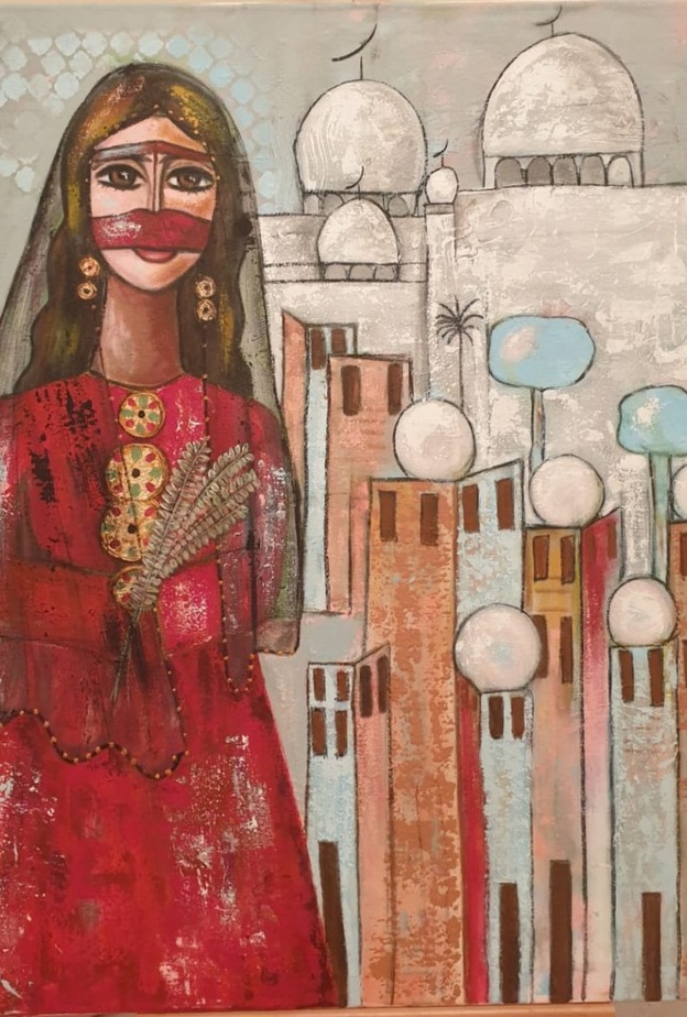 احدى لوحات الرسامة السعودية نورا الذروي