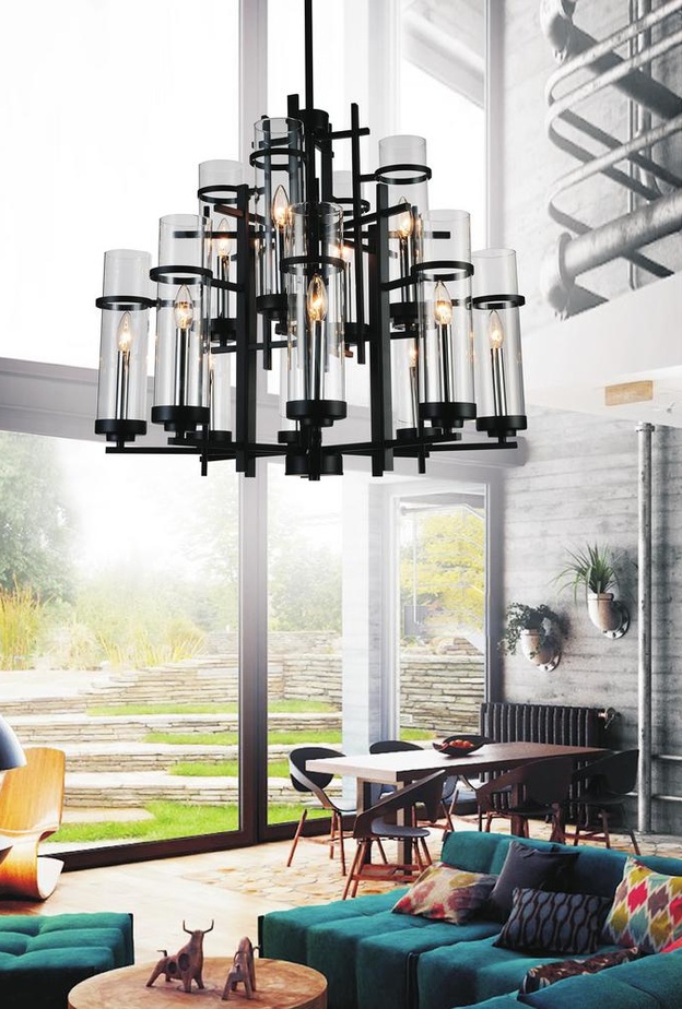 جهاز إنارة بتصميم بسيط ولون أسود جذاب