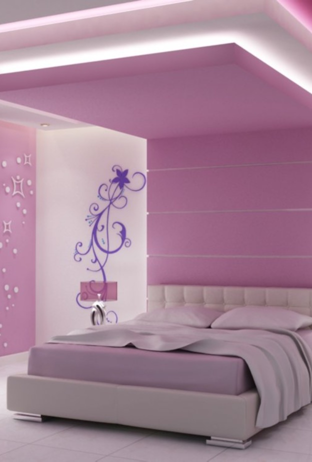 تصميم جبس بورد السقف بأسلوب عصري ولون مميز لغرف النوم