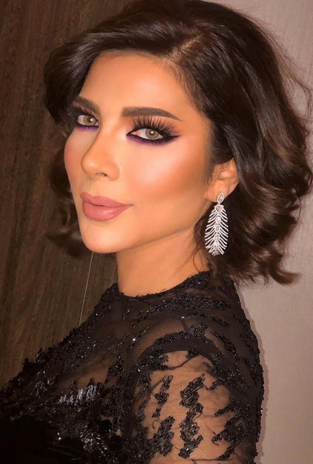 مكياج بنفسجي بأسلوب أصالة نصري