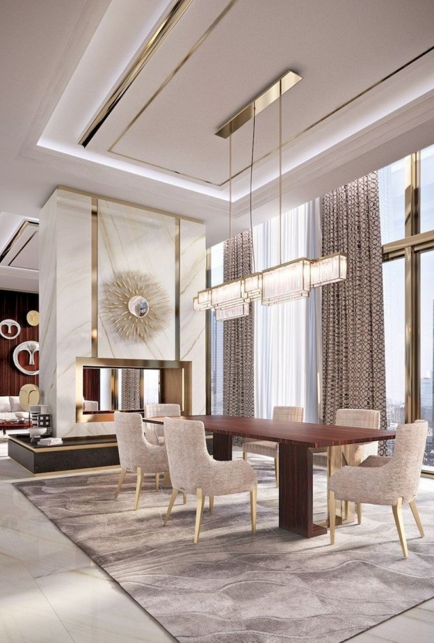  الألوان الأرضية لديكور غرفة طعام فخمة وأنيقة