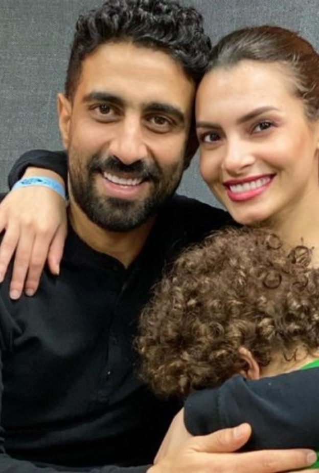 كارمن سليمان وابنها وزوجها