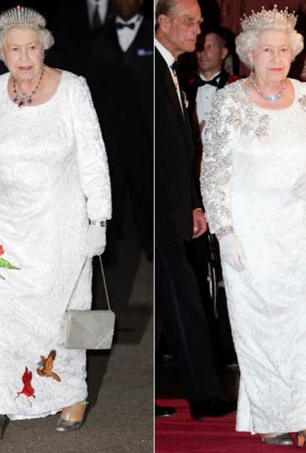 الملكة إليزابيث ترتدي الفستان نفسه مع إجراء بعض التعديلات عليه